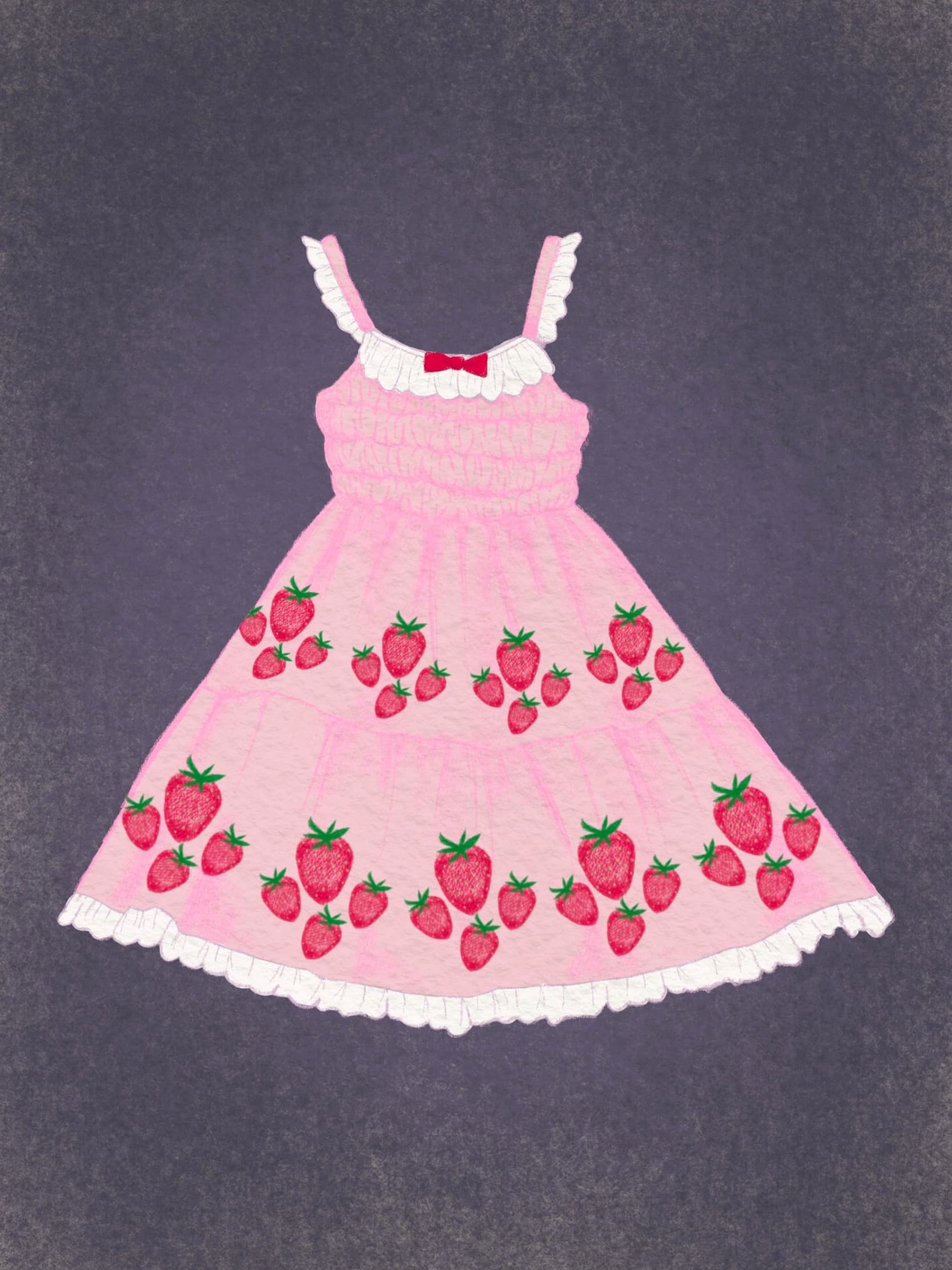 a cute pink jumperskirt with a strawberry print